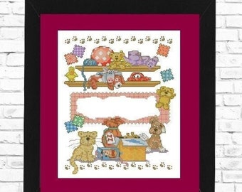 For baby girl 2 pattern, Modern cross stitch pattern, pdf birth sampler, birth announcement, personalized unique baby boy diy gift, Digital