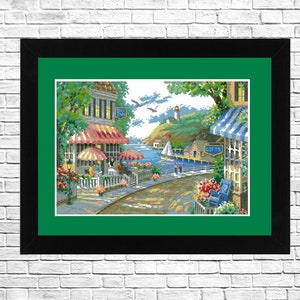 Cafe By the Sea, Cross Stitch Pattern, Summer Landscape, Pattern Hand Embroidery, Needlepoint Chart, Counted cross stitch, Holidays vacation