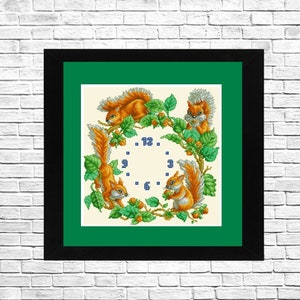 Clock with proteins, Counted cross stitch Pattern, Modern Embroidery Clock Cross Stitch Pattern, Needlepoint Chart, Animals pattern, Digital