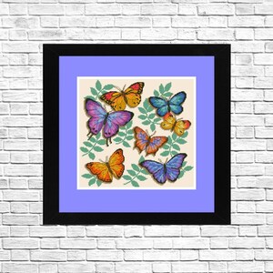 Butterflies pattern, Counted Cross stitch chart, Nature pattern, animal pattern, Needlepoint Chart, Modern decor, Instant Download, PDF.