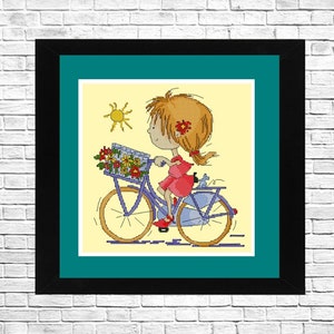 Walk Pattern, Cross Stitch Pattern, Modern Hand Embroidery, Needlepoint Chart, Counted cross stitch, Instant Download, Children pattern.