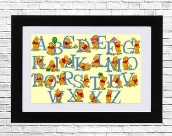 Alphabet Cross Stitch Pattern, Bear monogram, Alphabet Cross Stitch Chart, PDF animals ABC, Counted Cross stitch, Children modern decor.