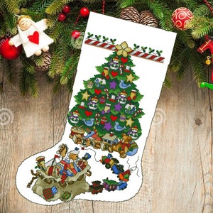 Christmas boot 90, Christmas Stocking, PDF Counted Cross Stitch, Embroidery Chart, Hand Decor Embroidery, Needlepoint Chart Instant download