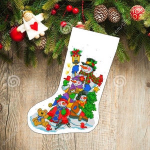 Christmas boot 25, Christmas Stocking, PDF Counted Cross Stitch, Embroidery Chart, Hand Decor Embroidery, Needlepoint Chart Instant download