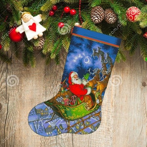 Christmas boot 35, Christmas Stocking, PDF Counted Cross Stitch, Embroidery Chart, Hand Decor Embroidery, Needlepoint Chart Instant download