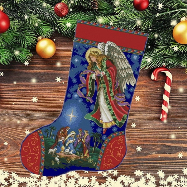 Christmas boot 79, Christmas Stocking, PDF Counted Cross Stitch, Embroidery Chart, Hand Decor Embroidery, Needlepoint Chart Instant download