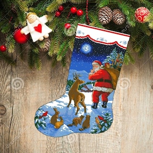 Christmas boot 53, Christmas Stocking, PDF Counted Cross Stitch, Embroidery Chart, Hand Decor Embroidery, Needlepoint Chart Instant download