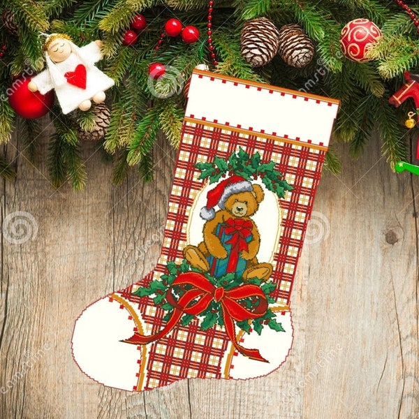 Christmas boot 66, Christmas Stocking, PDF Counted Cross Stitch, Embroidery Chart, Hand Decor Embroidery, Needlepoint Chart Instant download
