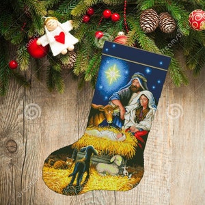 Christmas boot 15, Christmas Stocking, PDF Counted Cross Stitch, Embroidery Chart, Hand Decor Embroidery, Needlepoint Chart Instant download