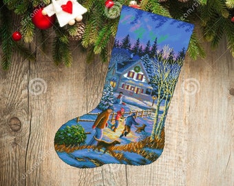 Christmas Stocking 43, PDF Counted Cross Stitch, Embroidery Chart, Hand Decor Embroidery, Needlepoint Chart Instant download, Pattern Keeper