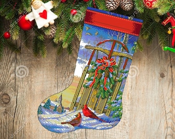 Christmas Stocking 37, PDF Counted Cross Stitch, Embroidery Chart, Hand Decor Embroidery, Needlepoint Chart Instant download, Pattern Keeper