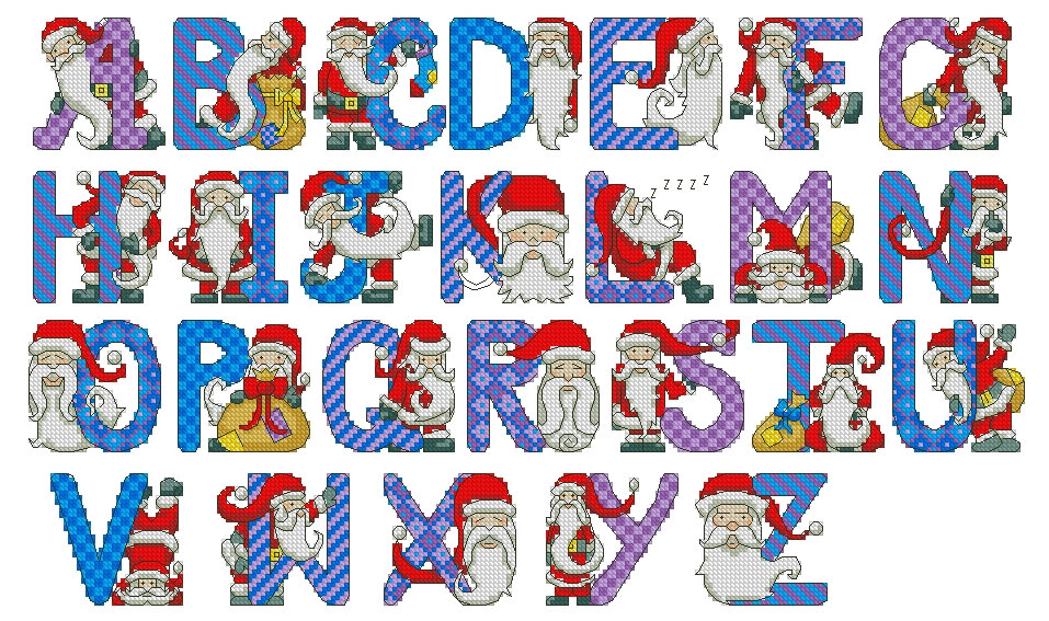 Santa monogram Alphabet Cross Stitch Pattern Alphabet Cross | Etsy