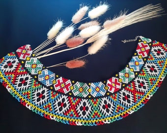 Folk Ukrainian necklace Silyanka necklace Ukrainian traditional necklace handmade gherdan bead necklace white Gentle  necklace