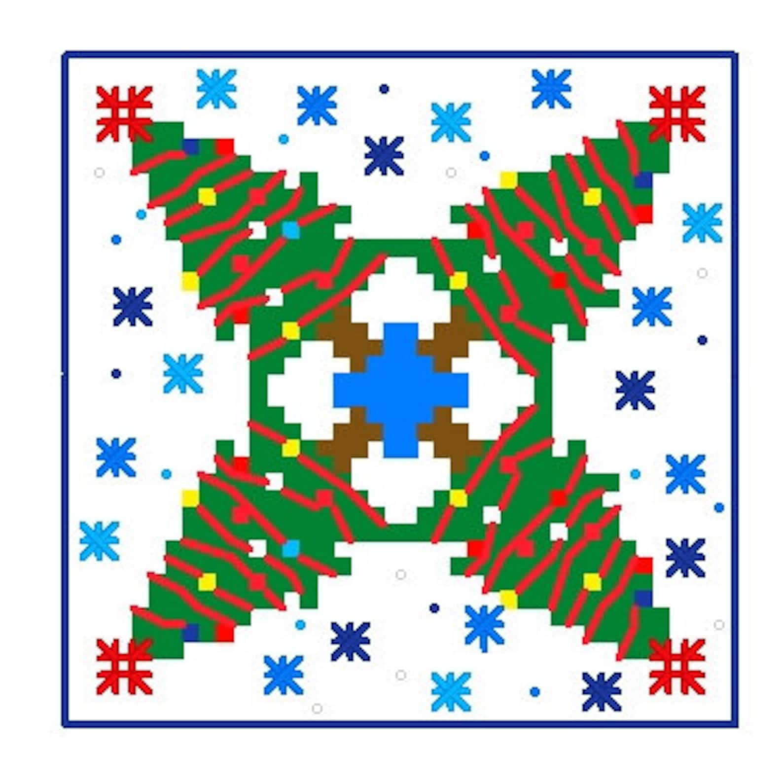 Christmas Biscornu Cross Stitch Pattern Biscornu Pattern Modern Hand
