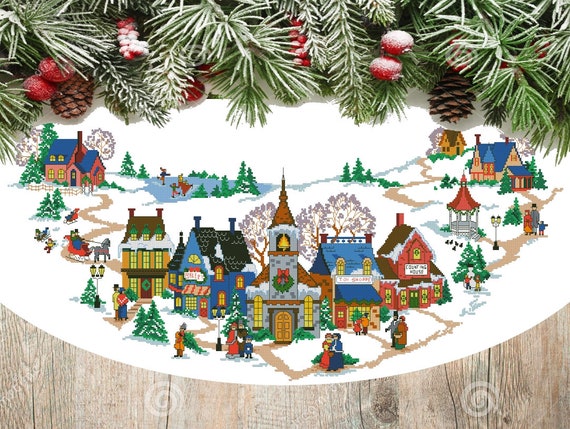 Old Tyme Holiday Tree Skirt Christmas Tree Skirt Holiday Counted