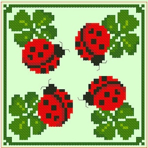 Ladybug Biscornu, Cross Stitch Pattern, Counted cross stitch Pattern, Modern Embroidery Hand Embroidery, Instant Download.