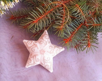 Handmade Beaded Christmas Star, 3D Peyote Ornament, Home Decor