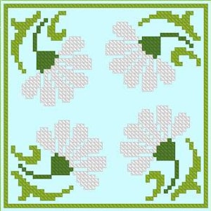 Chamomile Biscornu, Cross Stitch Pattern, Counted cross stitch, Modern Embroidery, Hand Embroidery Decor Needlepoint Chart Biscornu pattern