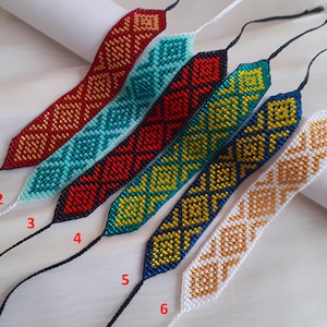 Bright boho bracelets - beaded cuff with geometric pattern 2, handmade beaded cuff, stylish bracelet, boho style bracelet, beaded bracelet.
