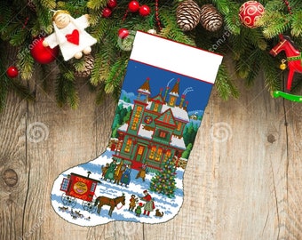 Christmas boot 73, Christmas Stocking, PDF Counted Cross Stitch, Embroidery Chart, Hand Decor Embroidery, Needlepoint Chart Instant download