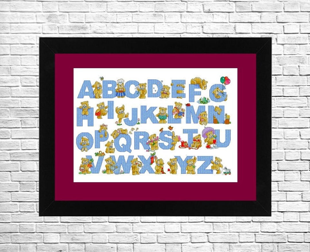 Bear Monogram 2 Pattern, Alphabet Cross Stitch Pattern, Alphabet Cross ...