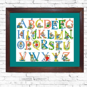 Patrón de punto de cruz del alfabeto, patrón de monograma del ratón, tabla de punto de cruz del alfabeto, animales PDF ABC, punto de cruz contado, decoración de los niños