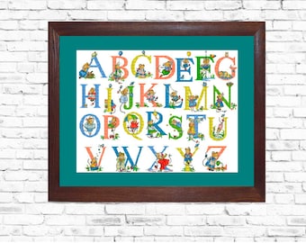 Alphabet Cross Stitch Pattern, Mouse monogram pattern, Alphabet Cross Stitch Chart, PDF animals ABC, Counted Cross stitch, Children decor