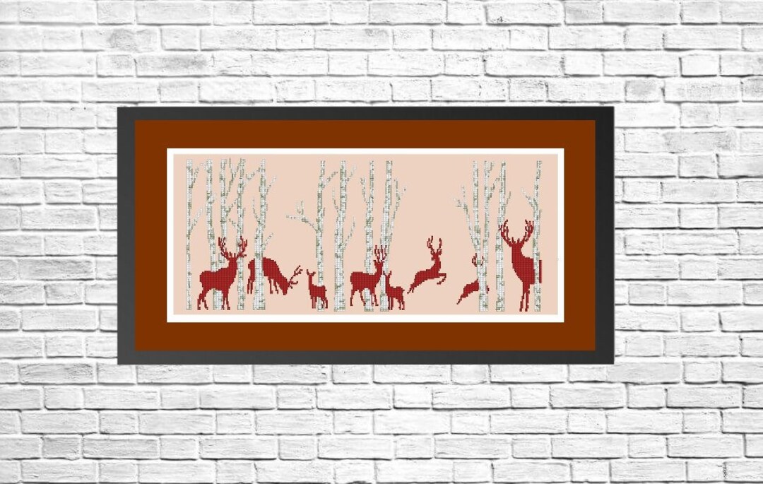 Deer in Forest Pattern, Counted Cross Stitch Chart, Nature Pattern ...