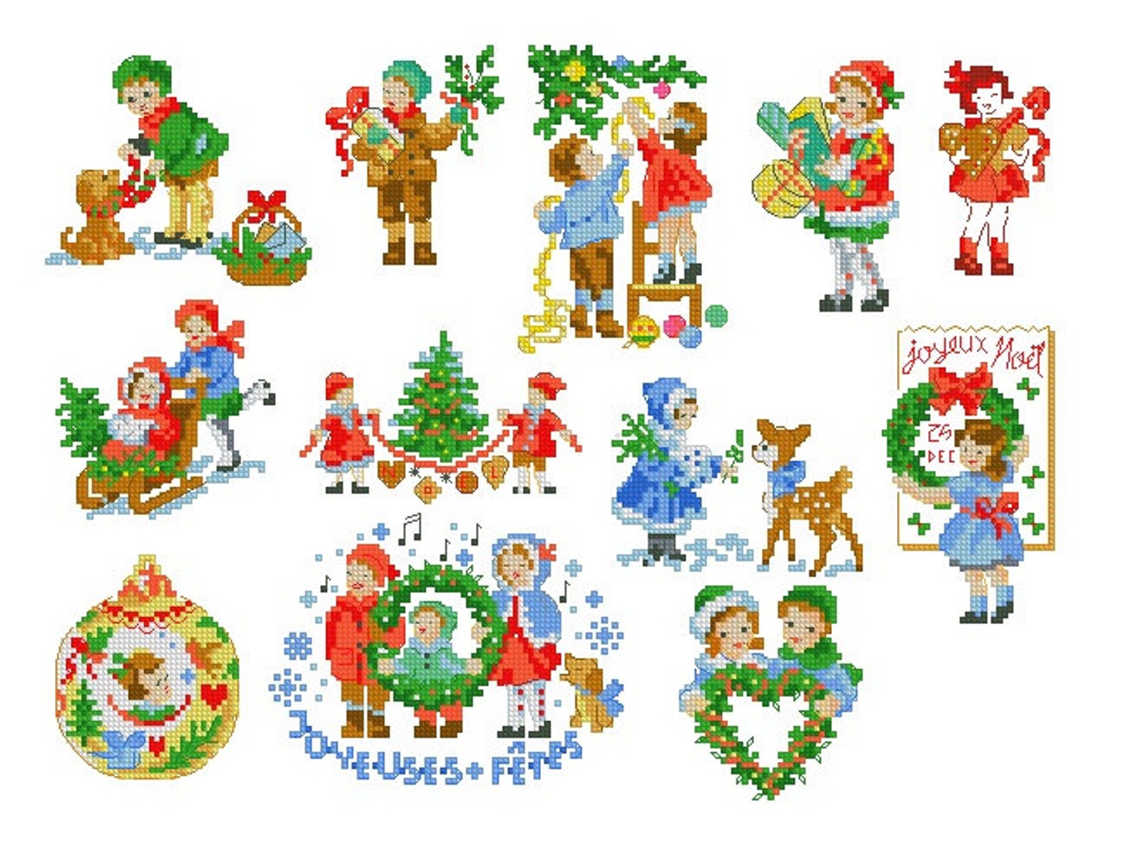 Christmas Mini Ornaments Set 23, Christmas Cross Stitch, Pattern ...