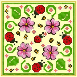 Flowers Biscornu,Cross Stitch Pattern, biscornu pattern, Modern Hand Embroidery, Needlepoint Chart, Counted cross stitch, instant download