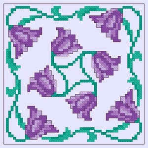 Flowers biscornu,  Cross Stitch Pattern, Counted cross stitch, Modern Embroidery, Hand Embroidery Decor, Needlepoint Chart, Biscornu pattern