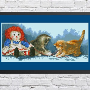 Partners in Crime, Cross Stitch Pattern, PDF Instant Download, Cat Cross Stitch, Needlepoint Chart, Digital Pattern, Children&#39;s pattern.