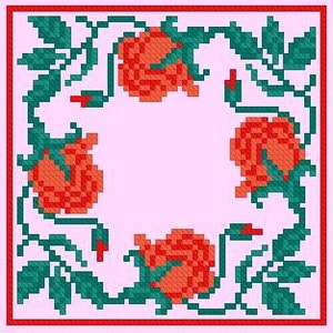 Rose Biscornu, Cross Stitch Pattern, Counted cross stitch, Modern Embroidery, Hand Embroidery Decor, Needlepoint Chart, Biscornu pattern.
