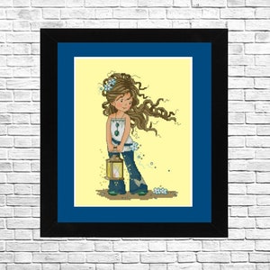 Girl with a lamp, Cross Stitch Pattern, PDF Instant Download, Modern Decor Embroidery, Hand Embroidery, Children pattern, Digital pattern.