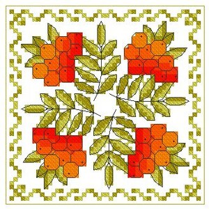 Rowan biscornu, Cross Stitch Pattern, Counted cross stitch, Modern Embroidery, Hand Embroidery Decor, Needlepoint Chart, Biscornu pattern.