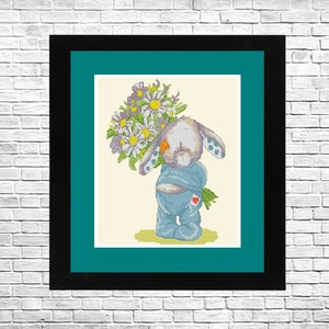Picked for you Cross Stitch Pattern Modern Children Decor Counted cross stitch Hand Embroidery Pattern Needlepoint Bunny pattern Digital.