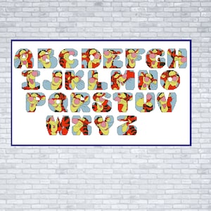 Alphabet Cross Stitch Pattern, Tiger monogram pattern, Alphabet Cross Stitch Chart, PDF animals ABC, Counted Cross stitch, Children decor