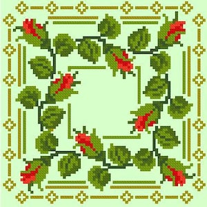 Rose Biscornu, Cross Stitch Pattern, Biscornu pattern, Counted cross stitch, Modern Embroidery, Hand Embroidery Decor, Needlepoint Chart