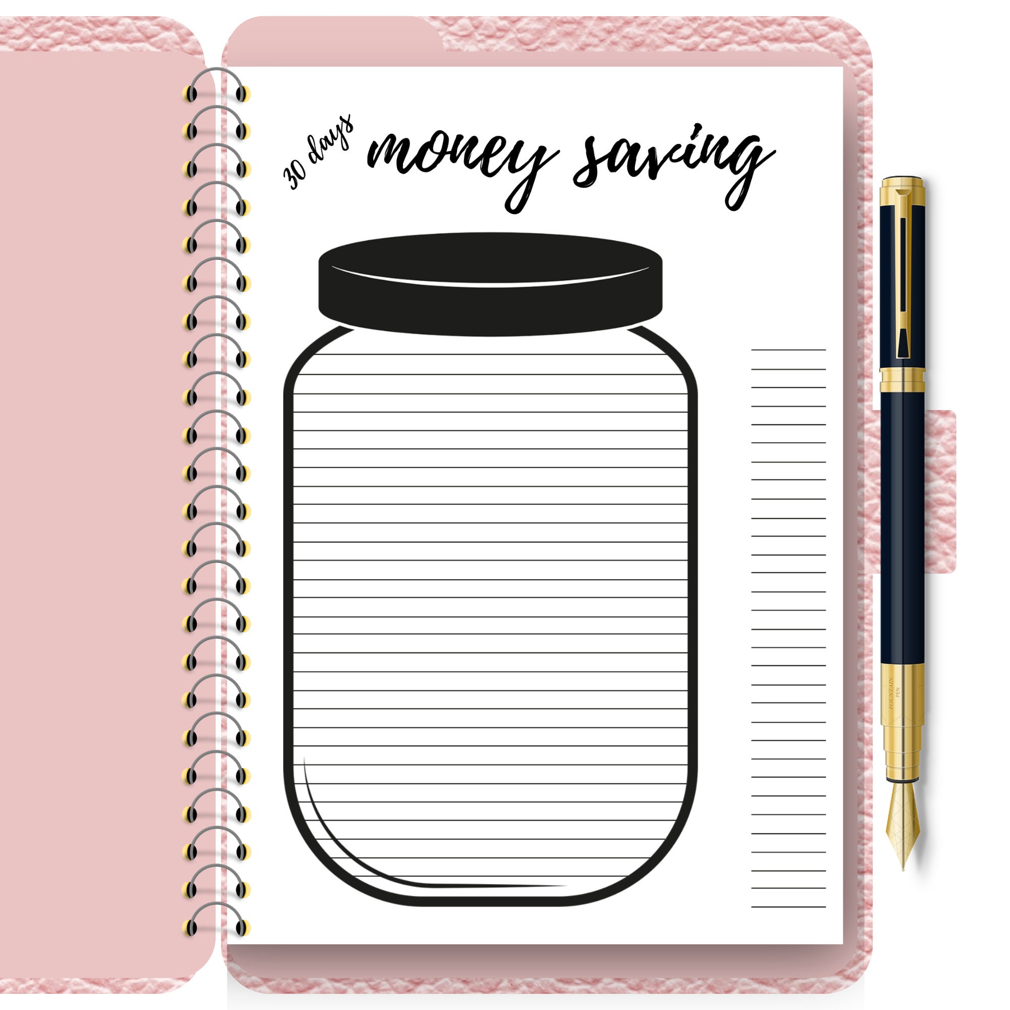 30 days Saving money printable Mason jar Saving tracker - Etsy.de