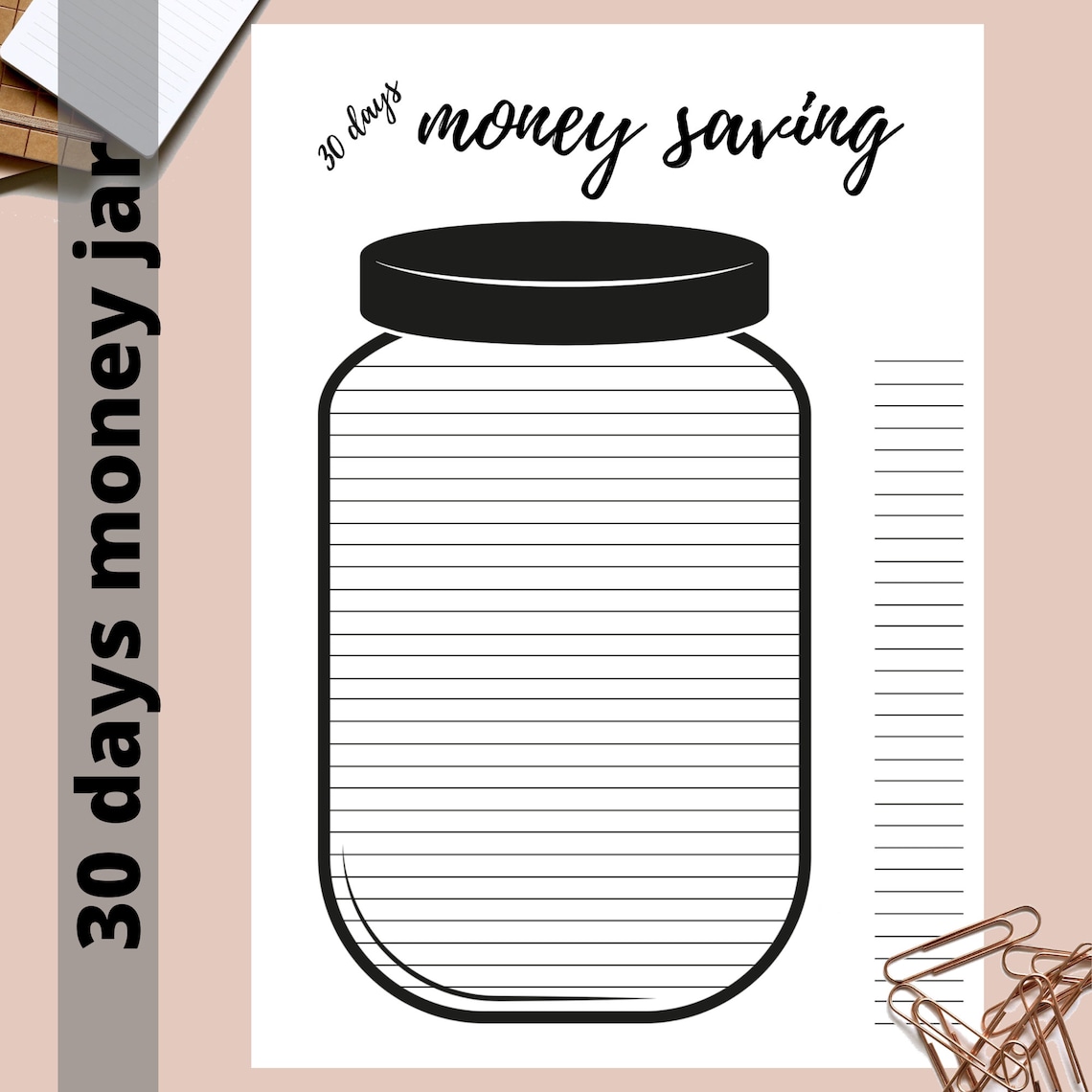 30 days Saving money printable Mason jar Saving tracker - Etsy.de