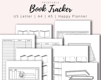 Book tracker- Reading log - Printable book log- Reading journal- Planner inserts-  Instant download- digital download- PDF JPG