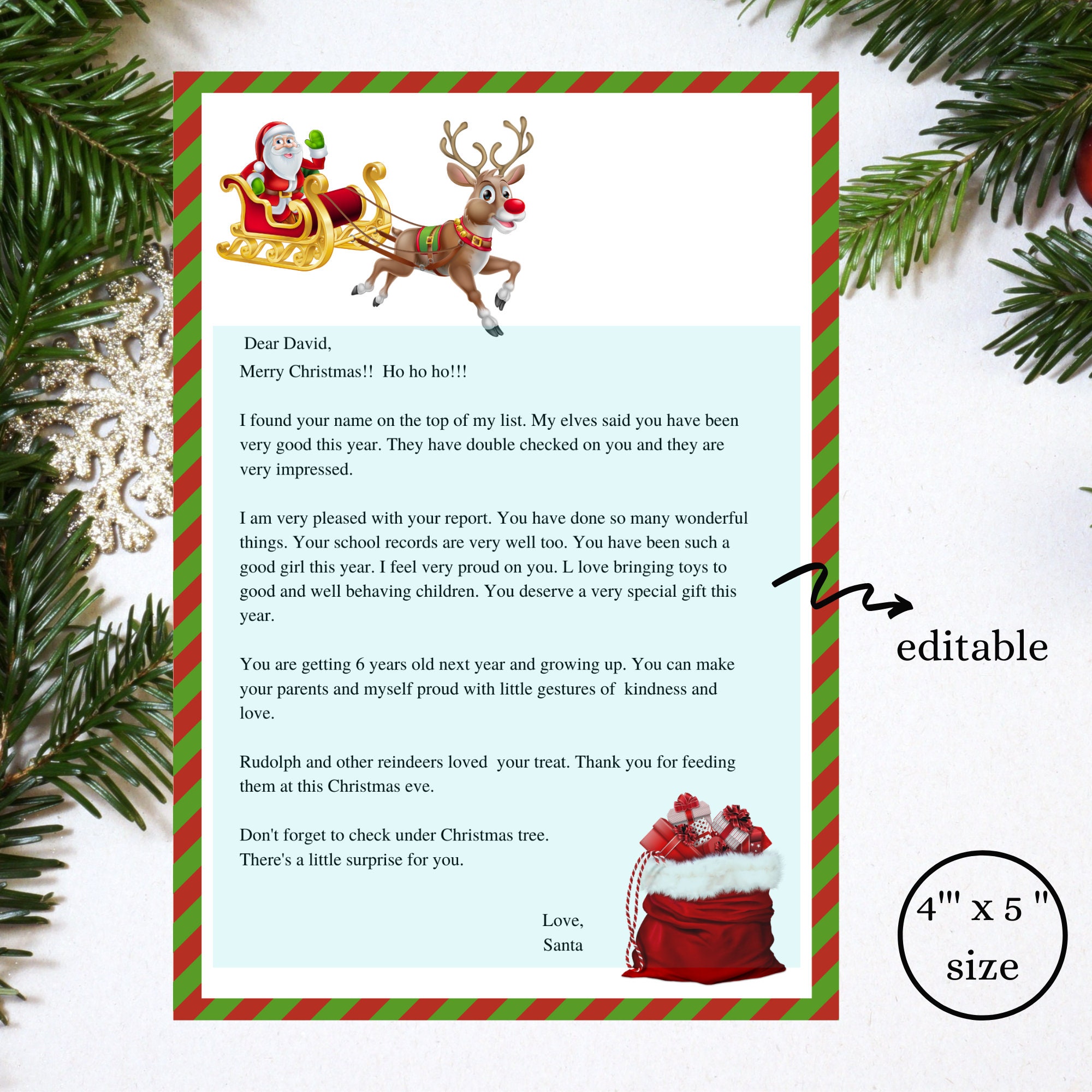 Printable Letter from Santa Personalized and editable to Etsy