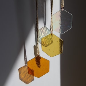 Honeycomb suncatcher. Balcony decoration, spring window decoration, garden decoration, honeycomb suncatcher, glass window decoration for hanging, glass wall decoration image 2