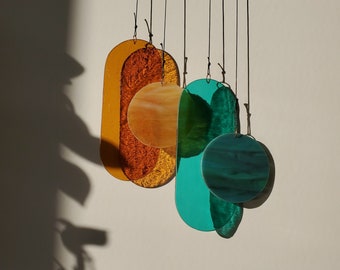 Art Deco Style Wall Hanging, Modern Glass Art Suncatcher Light Play met geometrisch glas, 30e verjaardagscadeau voor vrouwen