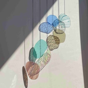 Organic Shaped Wall Art in Pastel Colors, Glass Mobile Suncatcher