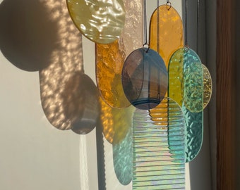 Tenture murale de style Art déco, jeu de lumière suncatcher Modern Glass Art avec du verre géométrique