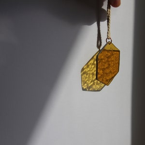 Honeycomb suncatcher. Balcony decoration, spring window decoration, garden decoration, honeycomb suncatcher, glass window decoration for hanging, glass wall decoration Yellow