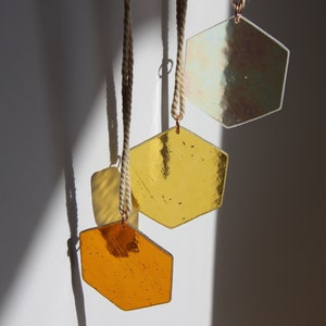 Honeycomb suncatcher. Balcony decoration, spring window decoration, garden decoration, honeycomb suncatcher, glass window decoration for hanging, glass wall decoration image 3