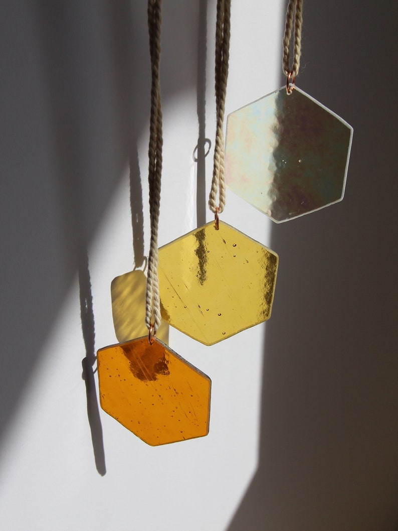 Honeycomb suncatcher. Balcony decoration, spring window decoration, garden decoration, honeycomb suncatcher, glass window decoration for hanging, glass wall decoration image 3