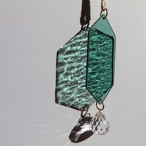 Window Crystal & Cathedral Glass Suncatcher, Feng Shui Prism, Spring Window Decoration Hanging
